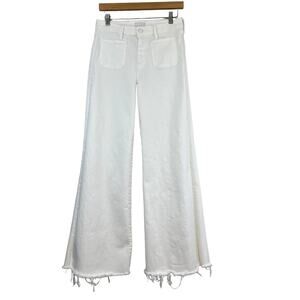 Mother Patch Pocket Roller Fray Wide Leg Flare Bootcut White Jeans Womens 29
